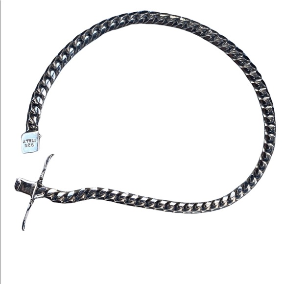 5mm Sterling Silver men’s Cuban Chain Bracelet 8.5” inches Rhodium plated - Picture 2 of 5